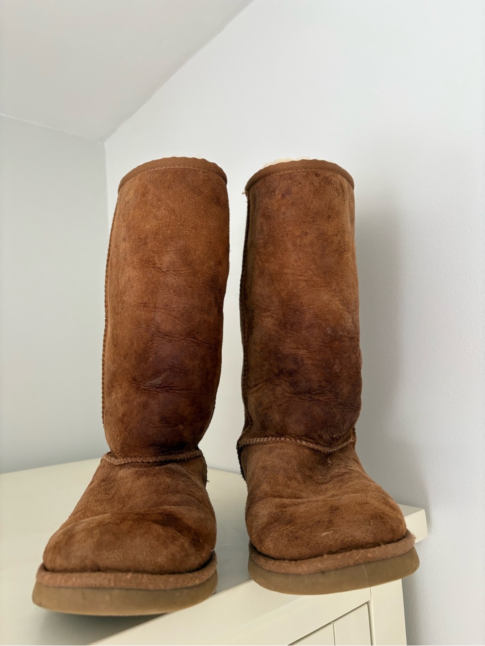 UGG Plush Sheepskin Lined Bootie in Beige